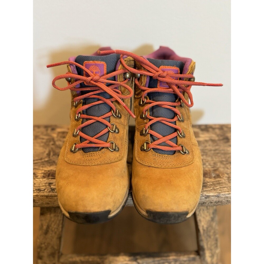 Timberland Mt. Maddsen Mid Waterproof Hiking Boots Wheat/Navy/Purple Women’s 6.5 - Picture 2 of 13